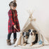 Minicamp Large Dog Teepee Tent In Ecru With Pompoms – Size L